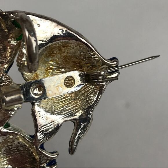 MJ Fish Tropical Enamel School of Angelfish Blue Green Aquatic Ocean Brooch Pin - Picture 5 of 12
